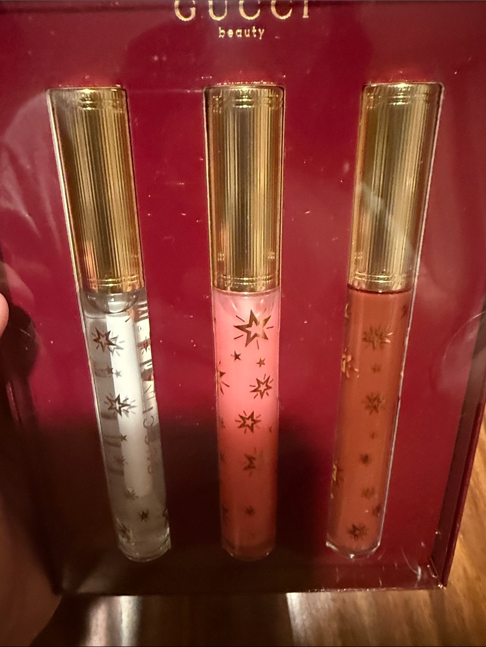 Gucci Lip Gloss Trio in Clear, Pink, Brown Authentic - Picture 2 of 8